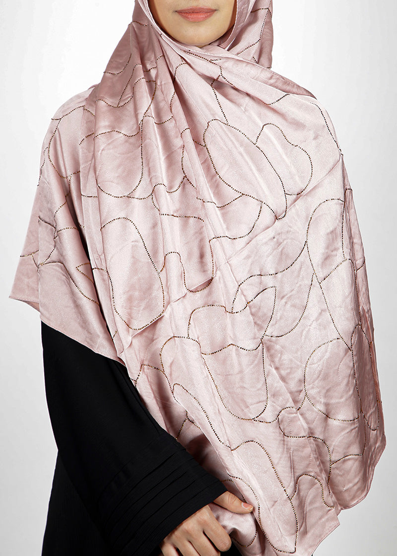 BeingMuslims Swarovski Work Mauve Satin Hijab