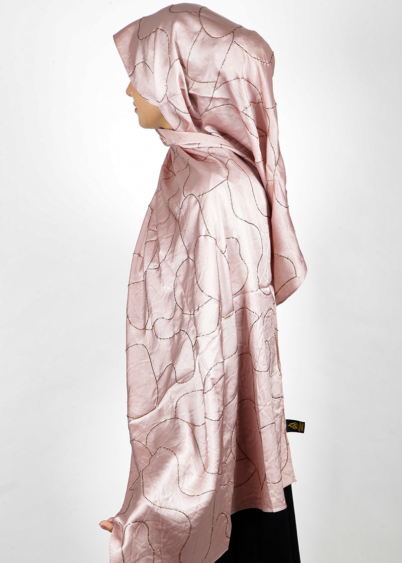 BeingMuslims Swarovski Work Mauve Satin Hijab