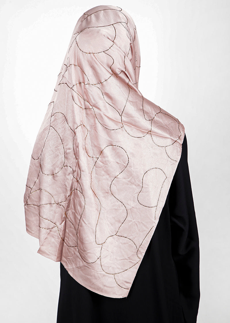 BeingMuslims Swarovski Work Mauve Satin Hijab