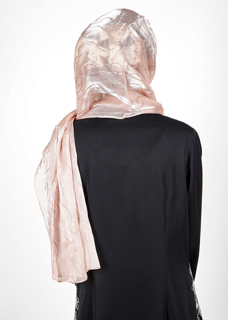 BeingMuslims Swarovski Work Champage Organza Luxury Hijab