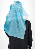 BeingMuslims Swarovski Work Electric Blue Organza Luxury Hijab