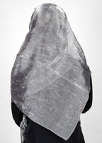 BeingMuslims Swarovski Work Grey Organza Luxury Hijab