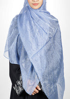 BeingMuslims Swarovski Work Light Blue Organza Luxury Hijab