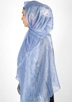 BeingMuslims Swarovski Work Light Blue Organza Luxury Hijab