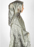 BeingMuslims Swarovski Work Sage Green Organza Luxury Hijab