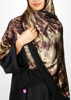 BeingMuslims Metallic Brown and Gold Velvet Satin Luxury Hijab