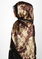 BeingMuslims Metallic Brown and Gold Velvet Satin Luxury Hijab