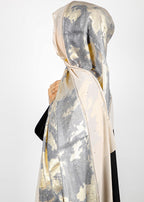BeingMuslims Metallic Gold and Grey Velvet Satin Luxury Hijab