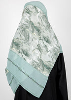 BeingMuslims Marble Print SeaFoam Green Satin Luxury Hijab