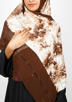 BeingMuslims Marble Print Brown Satin Luxury Hijab