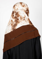 BeingMuslims Marble Print Brown Satin Luxury Hijab