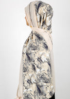 BeingMuslims Marble Print Ivory Luxury Hijab