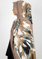 BeingMuslims Marble Print White and Brown Luxury Hijab