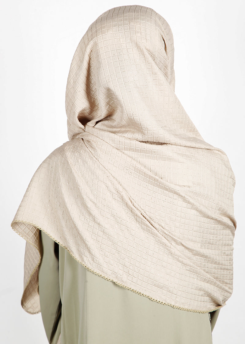 BeingMuslims Square Textured Light Beige Hijab