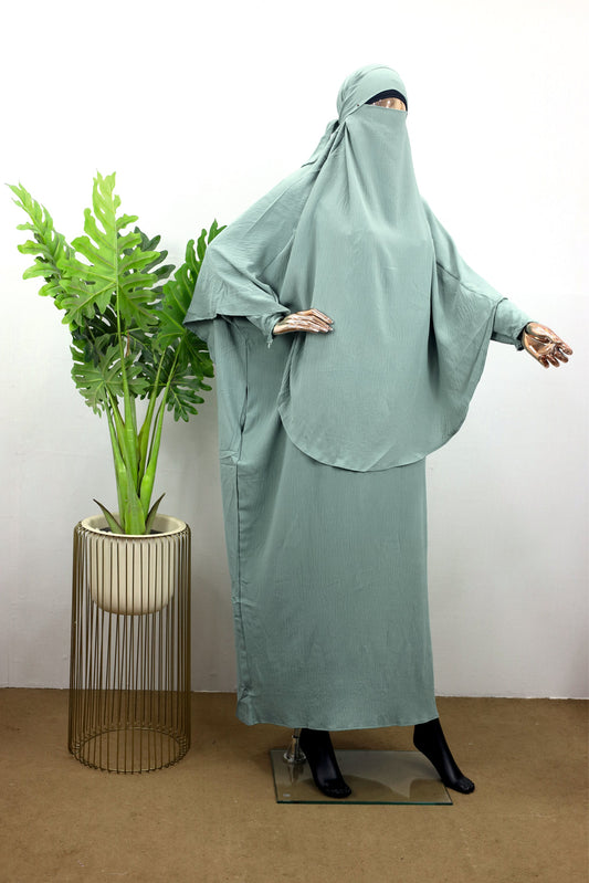Pearl Grey Jilbab – Modest, Flowy & Lightweight - BEINGMUSLIMS THE HIJAB SHOPPE