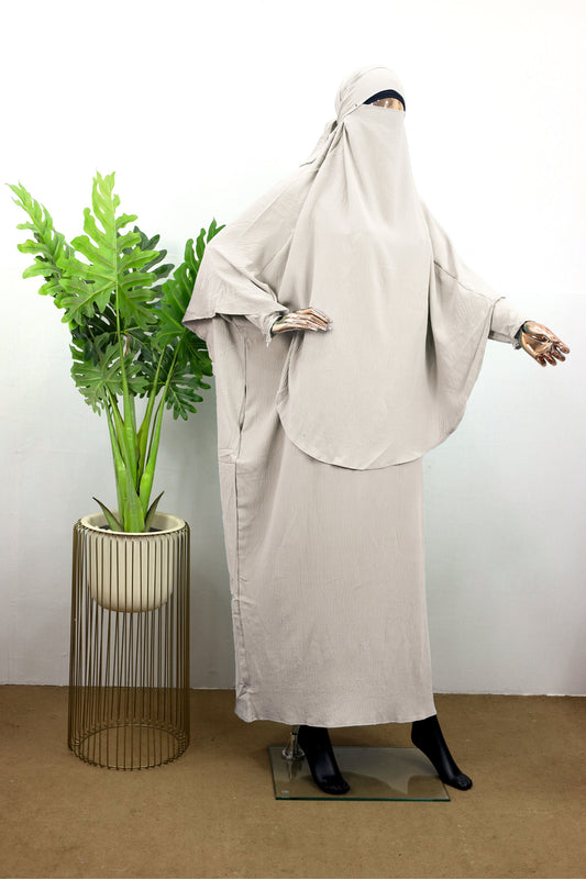 Pearl Grey Jilbab – Modest, Flowy & Lightweight - BEINGMUSLIMS THE HIJAB SHOPPE