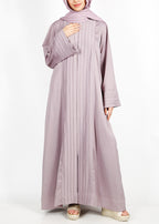 BeingMuslims Cascade Pleated Elegant Beige Abaya
