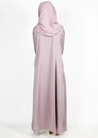 BeingMuslims Cascade Pleated Elegant Beige Abaya