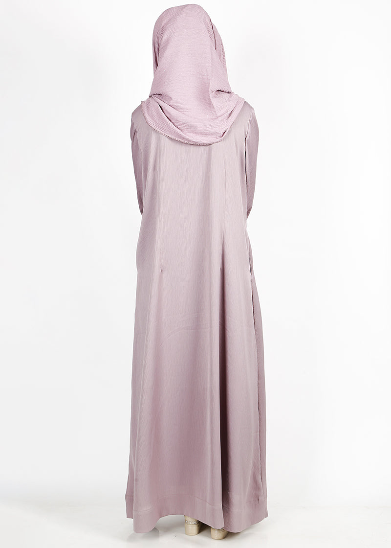 BeingMuslims Cascade Pleated Elegant Beige Abaya