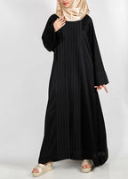 BeingMuslims Cascade Pleated Elegant Black Abaya