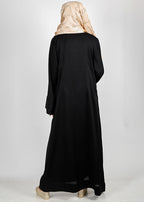 BeingMuslims Cascade Pleated Elegant Black Abaya