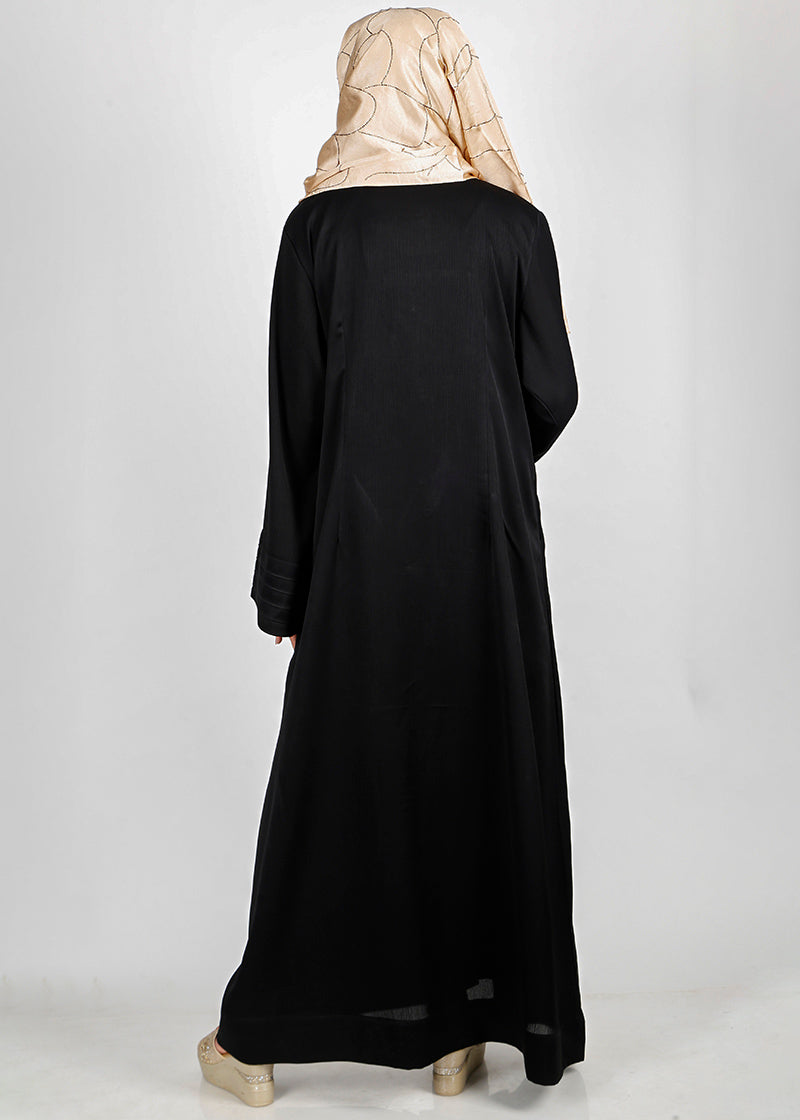 BeingMuslims Cascade Pleated Elegant Black Abaya