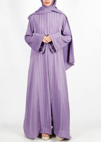 BeingMuslims Cascade Pleated Elegant Violet Abaya
