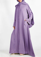 BeingMuslims Cascade Pleated Elegant Violet Abaya