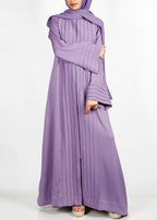 BeingMuslims Cascade Pleated Elegant Violet Abaya