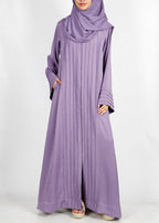 BeingMuslims Cascade Pleated Elegant Violet Abaya