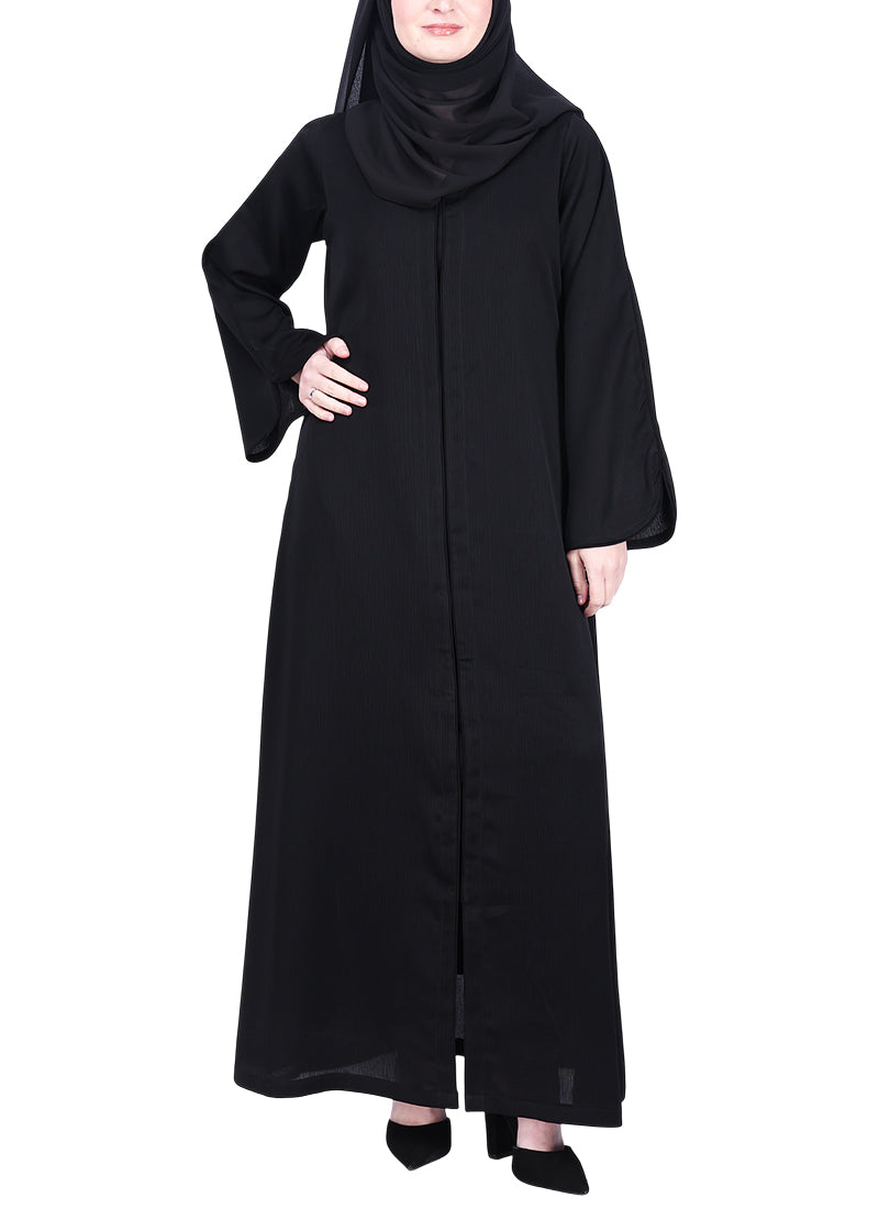 Being Muslims Minimalist Black Piping Abaya