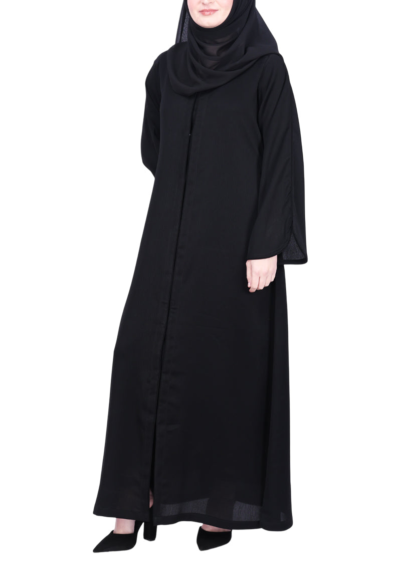 Being Muslims Minimalist Black Piping Abaya