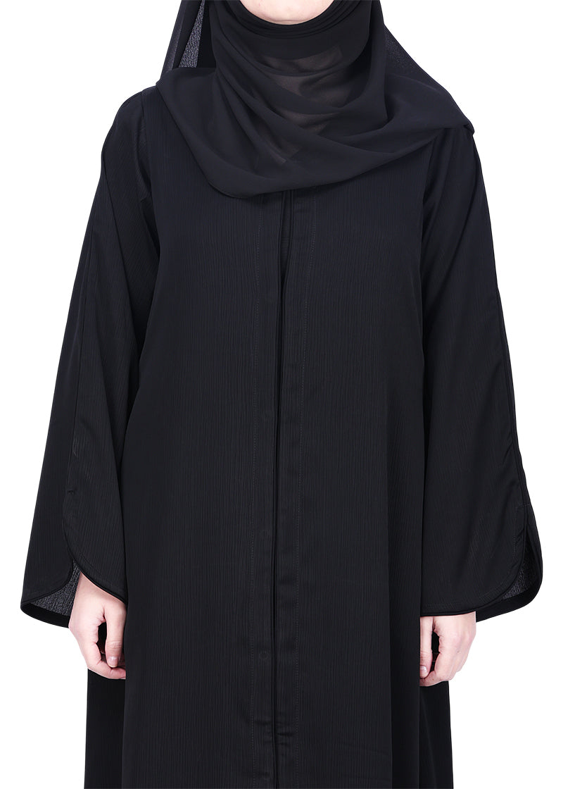 Being Muslims Minimalist Black Piping Abaya