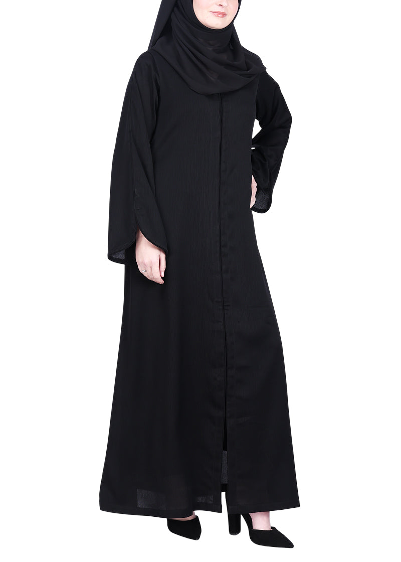 Being Muslims Minimalist Black Piping Abaya