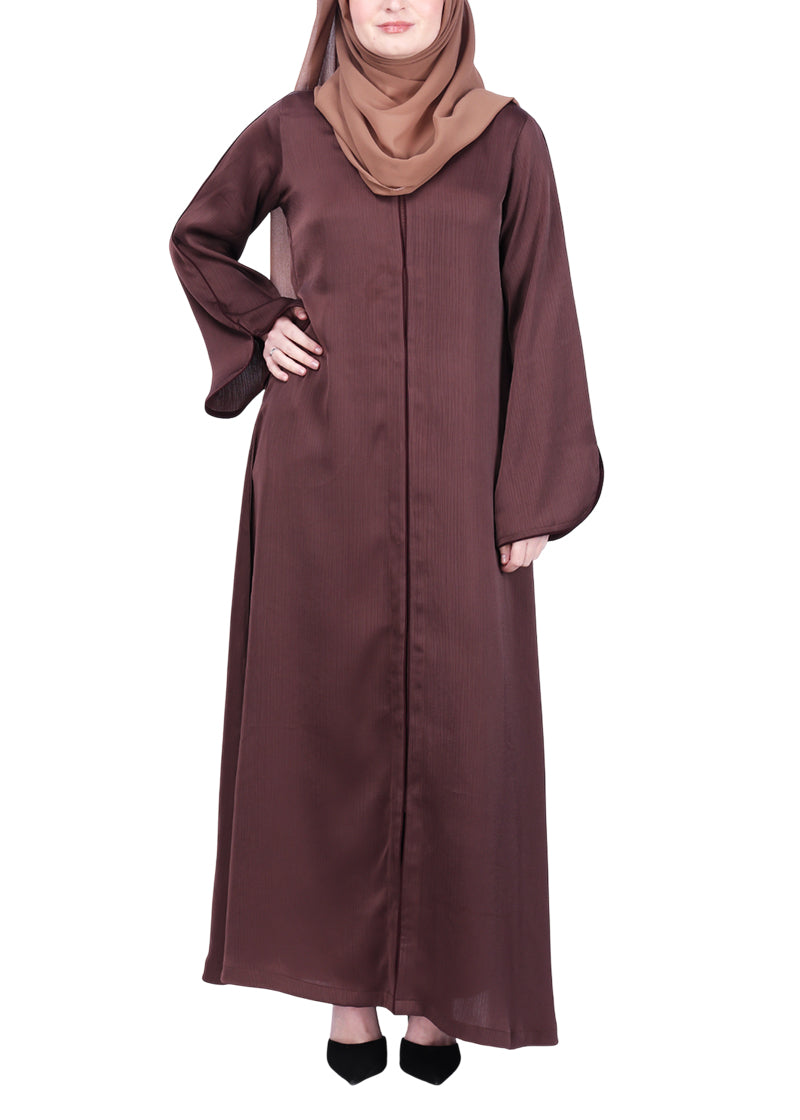 Being Muslims Minimalist Dark Brown Piping Abaya