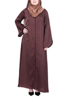 Being Muslims Minimalist Dark Brown Piping Abaya