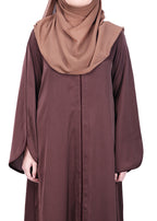 Being Muslims Minimalist Dark Brown Piping Abaya