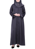 Being Muslims Minimalist Dark Grey Piping Abaya