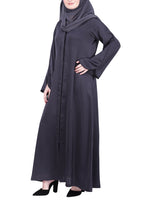 Being Muslims Minimalist Dark Grey Piping Abaya