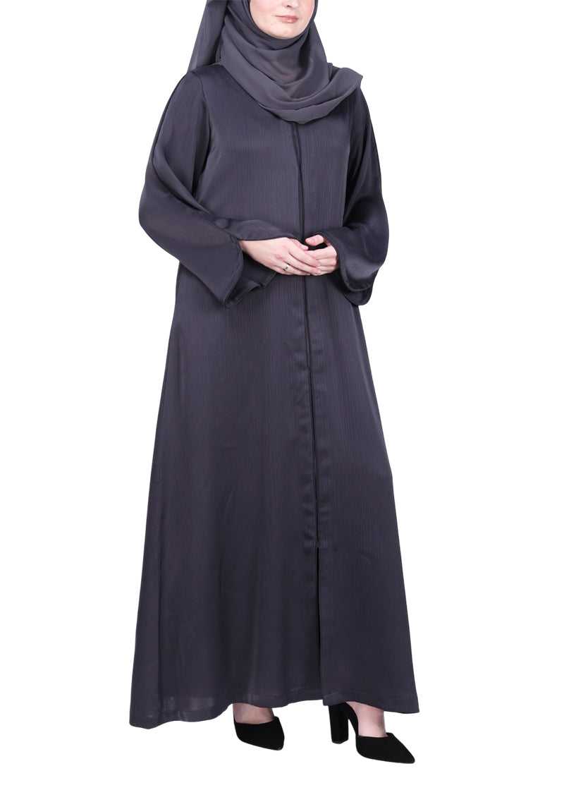Being Muslims Minimalist Dark Grey Piping Abaya