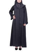 Being Muslims Minimalist Dark Grey Piping Abaya