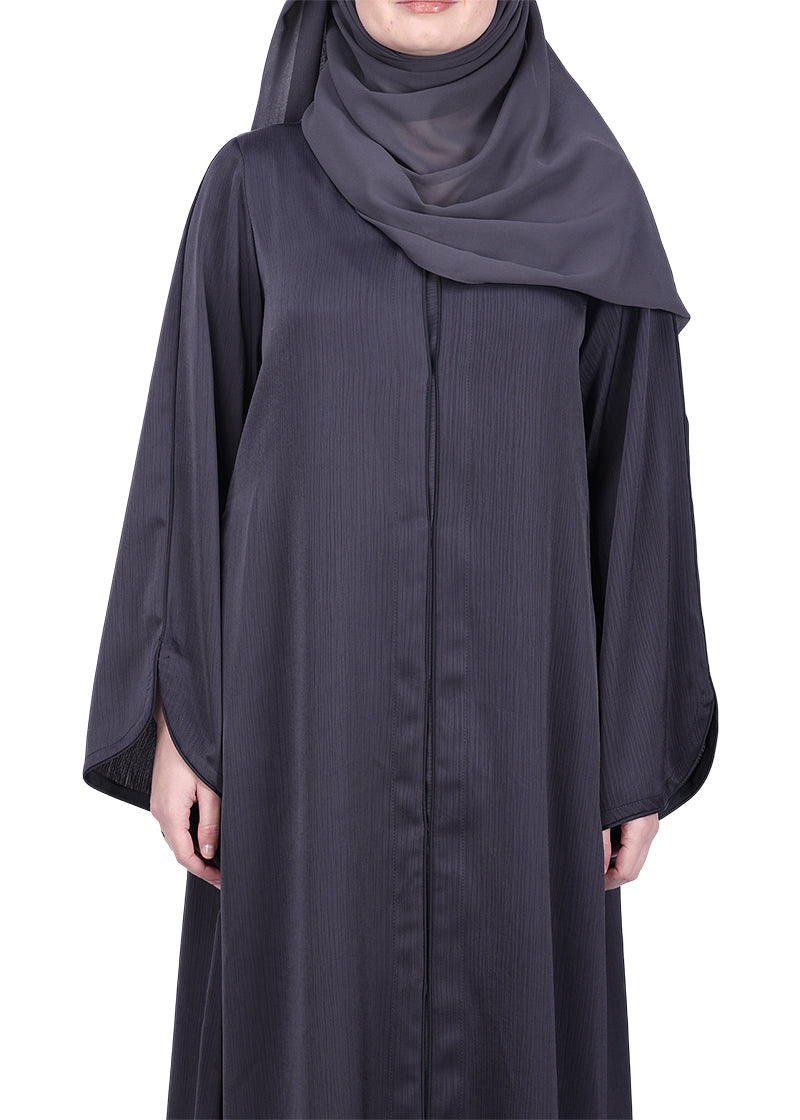 Being Muslims Minimalist Dark Grey Piping Abaya