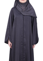 Being Muslims Minimalist Dark Grey Piping Abaya