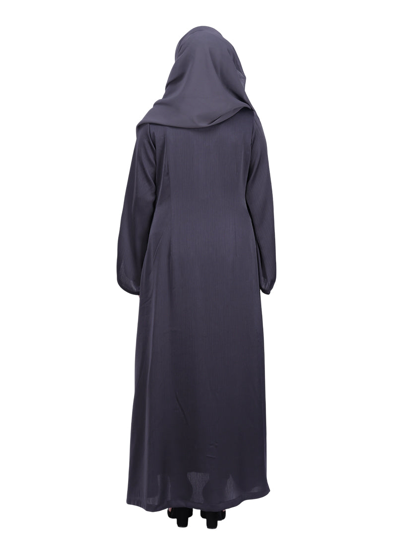 Being Muslims Minimalist Dark Grey Piping Abaya