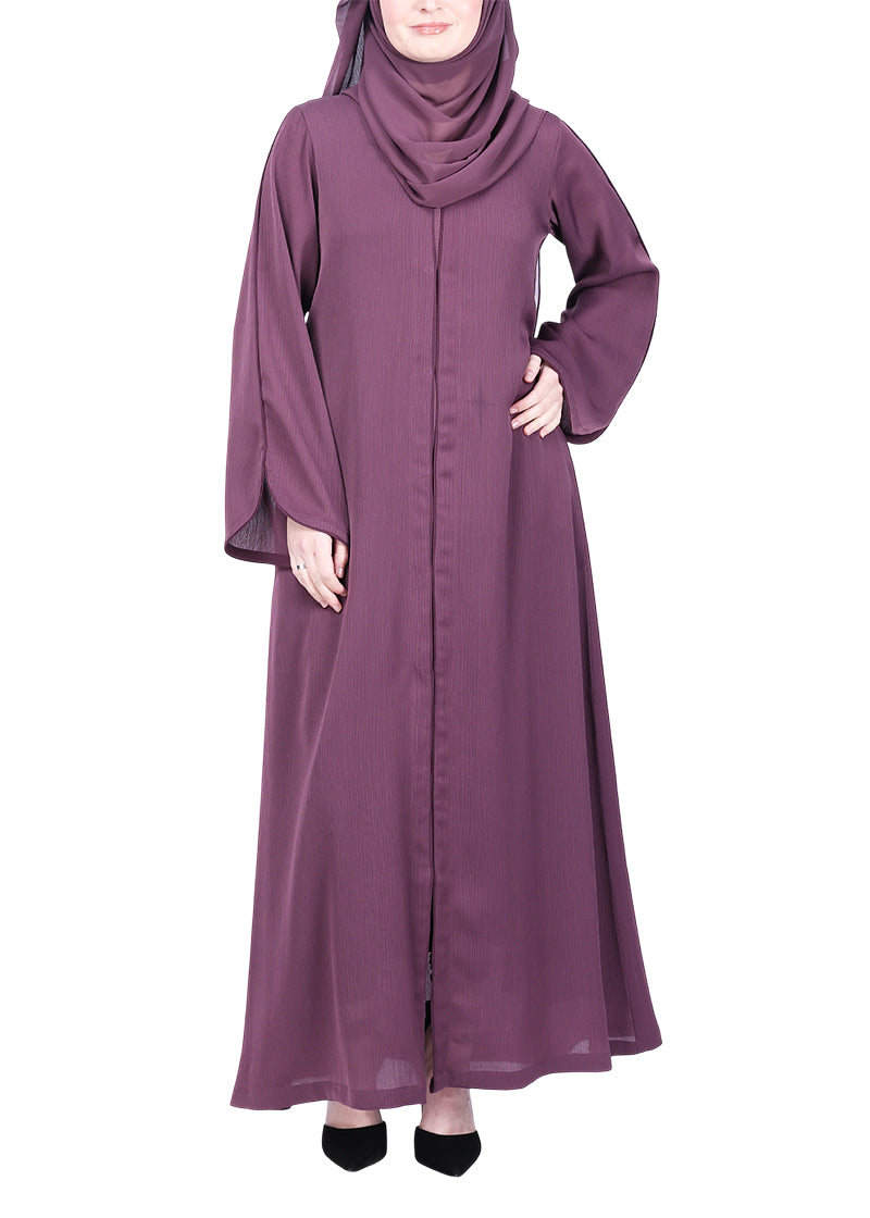 Being Muslims Minimalist Dark Onion Pink Piping Abaya