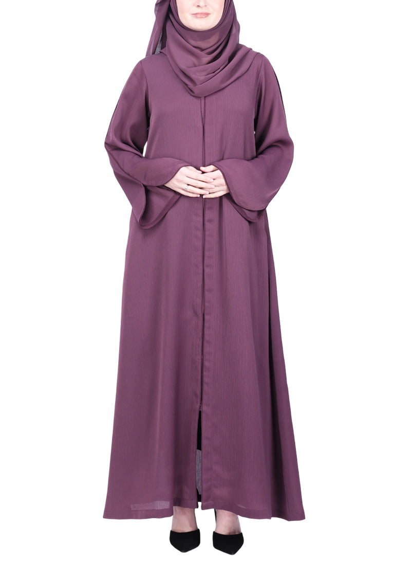 Being Muslims Minimalist Dark Onion Pink Piping Abaya