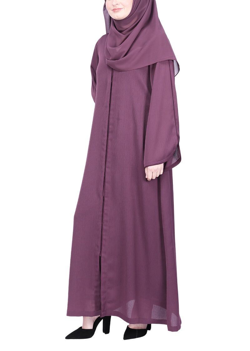 Being Muslims Minimalist Dark Onion Pink Piping Abaya