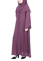 Being Muslims Minimalist Dark Onion Pink Piping Abaya