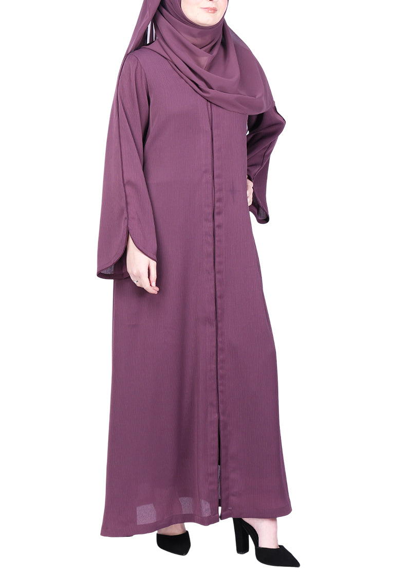 Being Muslims Minimalist Dark Onion Pink Piping Abaya