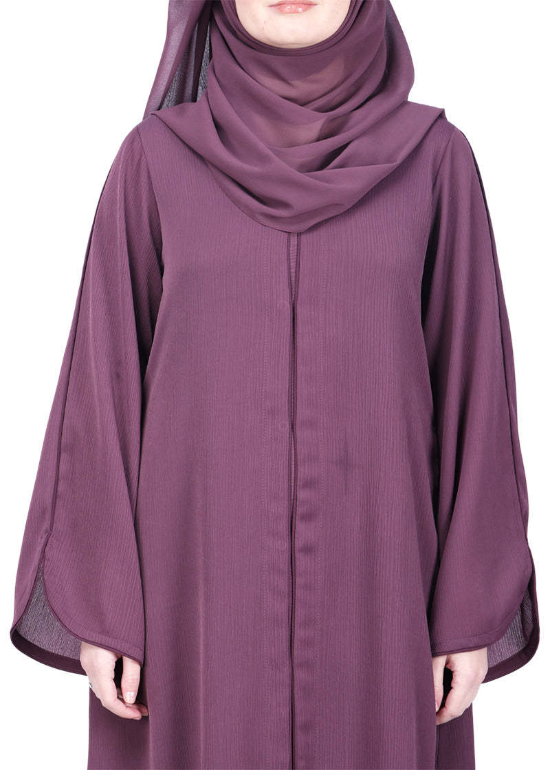 Being Muslims Minimalist Dark Onion Pink Piping Abaya